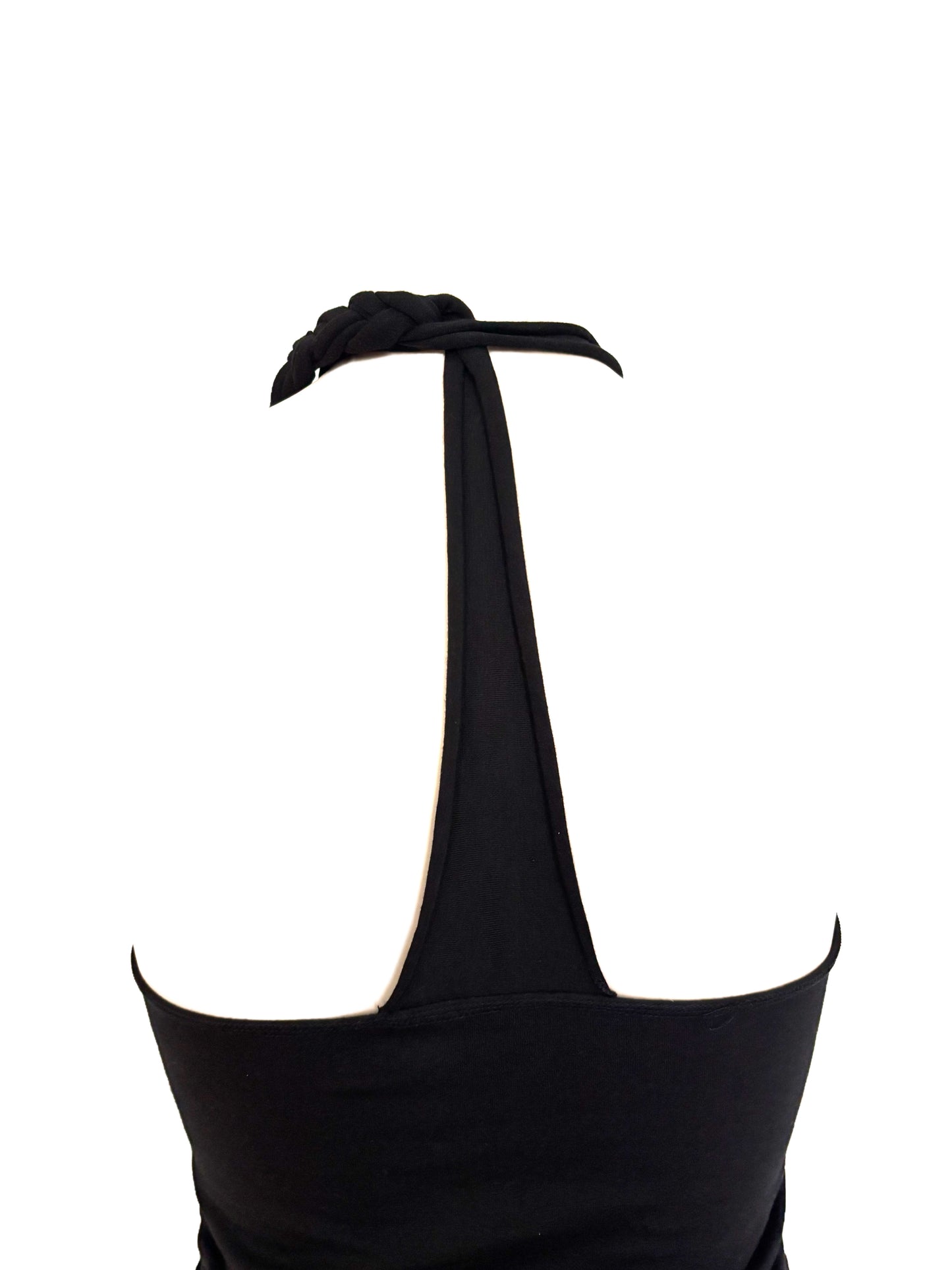 Handmade Neckholder Tanktop with Super Long Braided Cords Made Of Cotton - Black