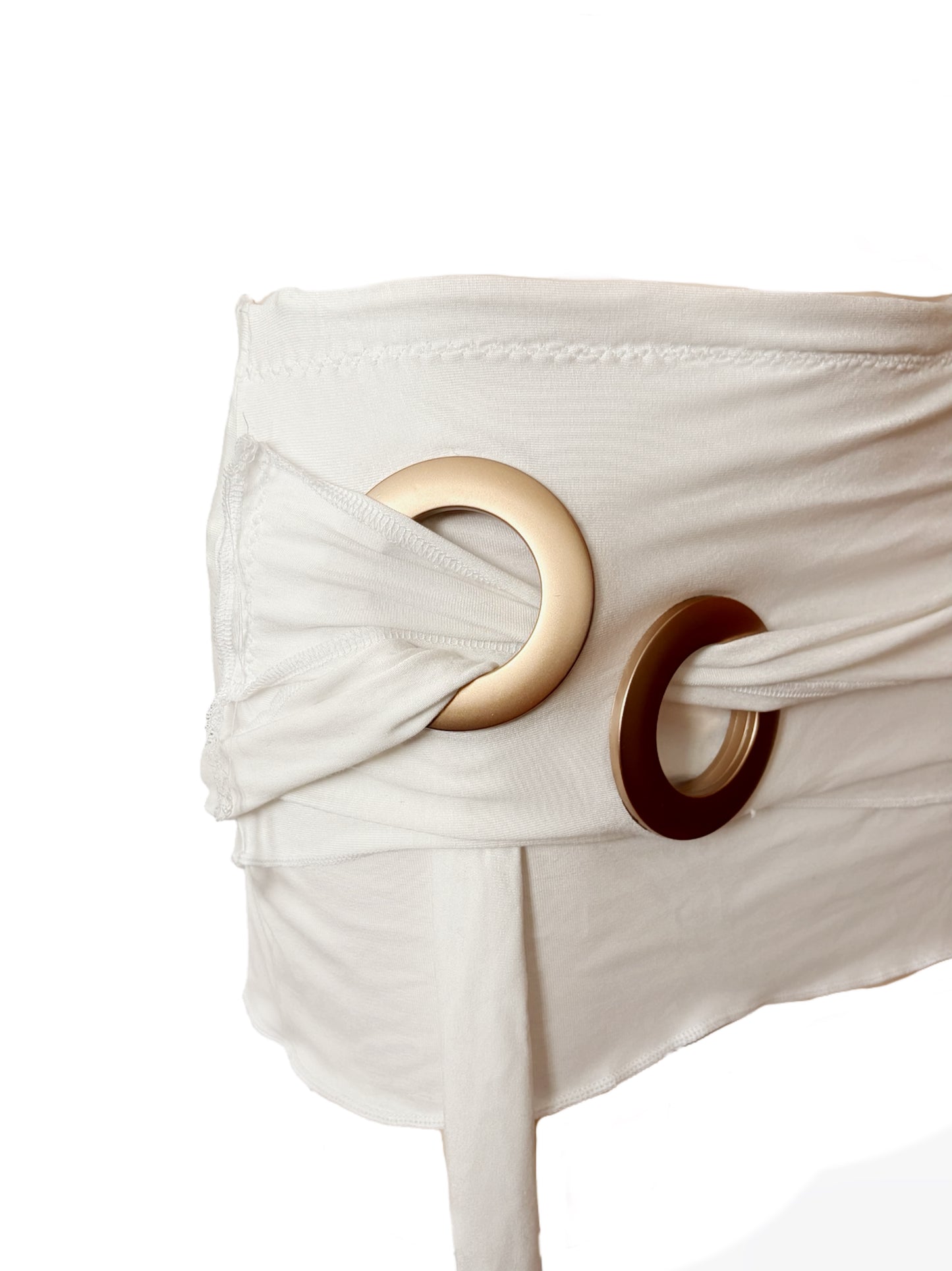 Handmade Neckholder Waterfall Collar Top; Super Long Cords And Extra Large Eyelets - White