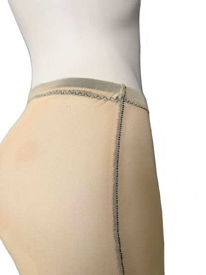 Handmade Destructive Bootcut Pants With Slit Nylon Mesh With Overlock Seams and Baseball Stitches - Nude / Black