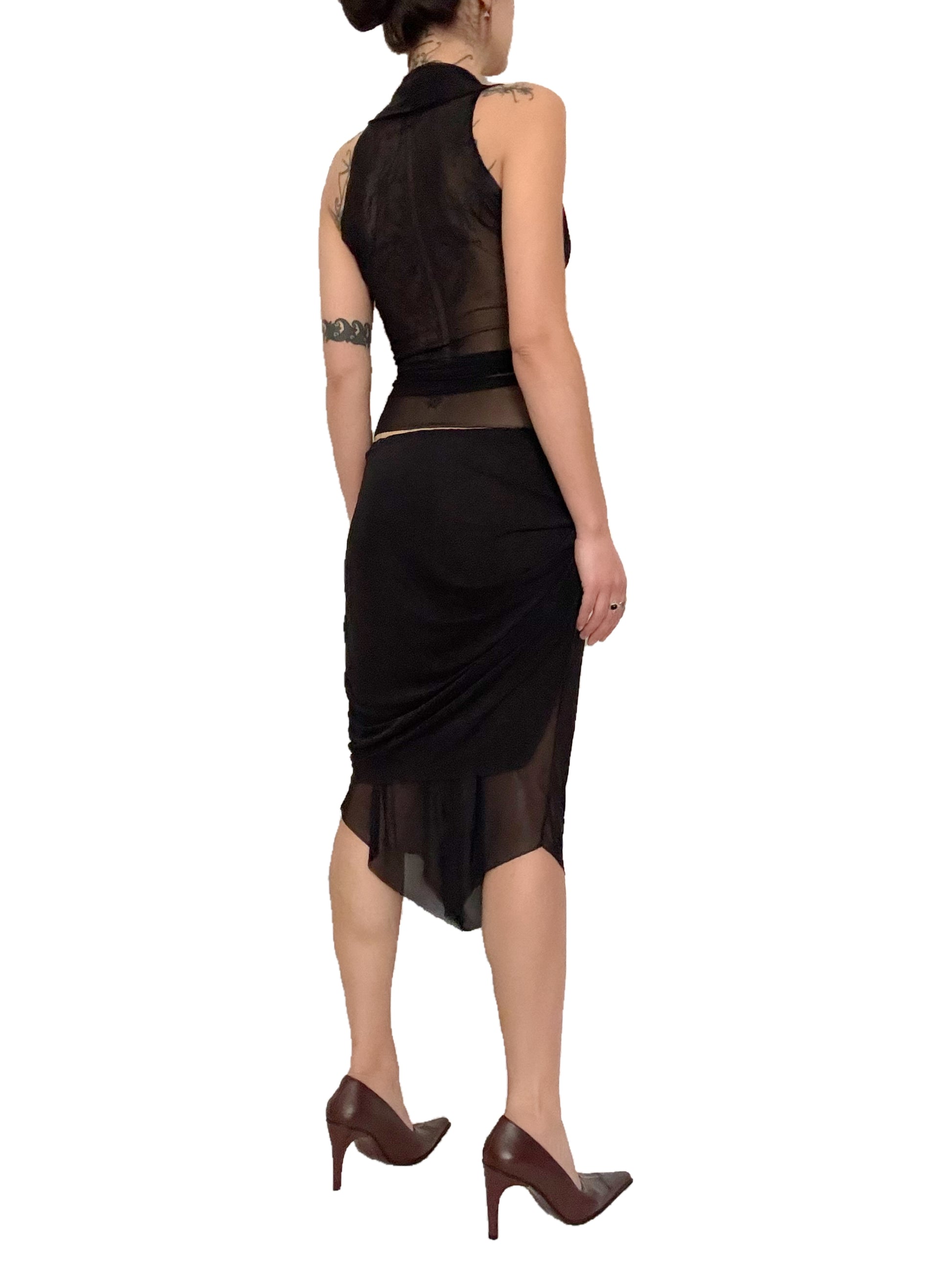 Double Layered Mesh Midi Skirt