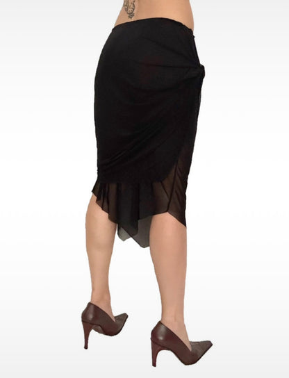 Double Layered Mesh Midi Skirt