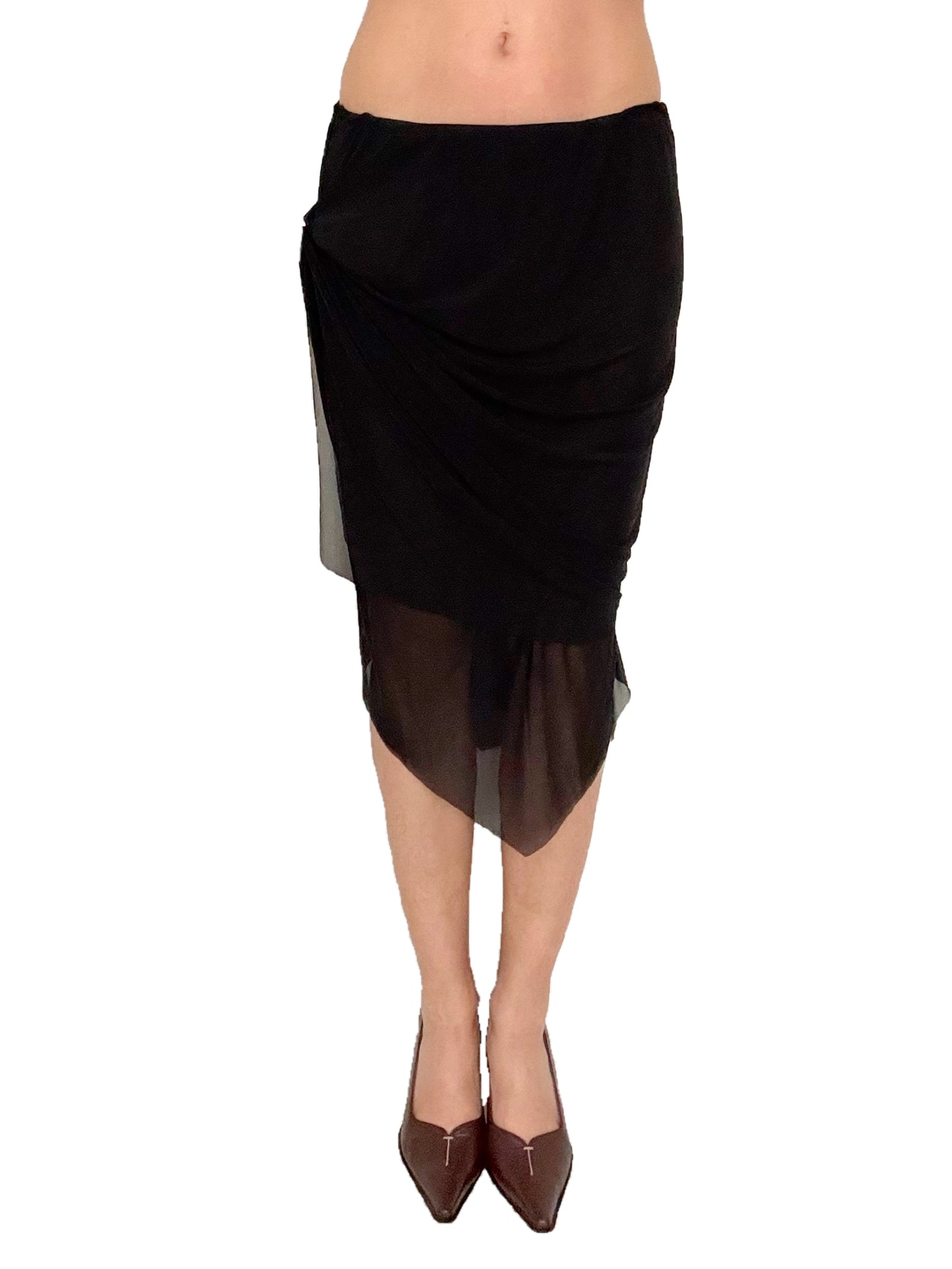 Double Layered Mesh Midi Skirt