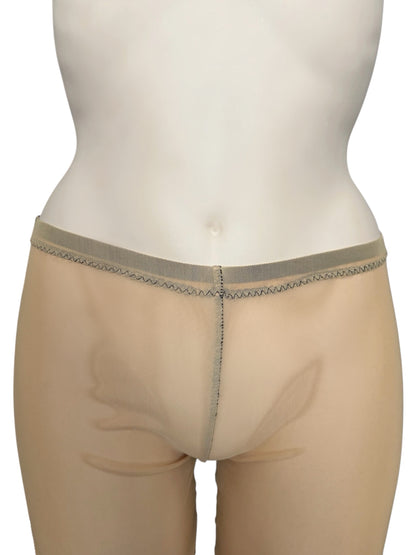 Handmade Destructive Bootcut Pants With Slit Nylon Mesh With Overlock Seams and Baseball Stitches - Nude / Black