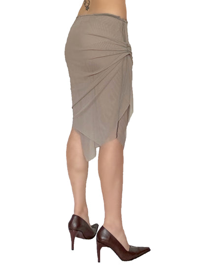 Double Layered Mesh Midi Skirt