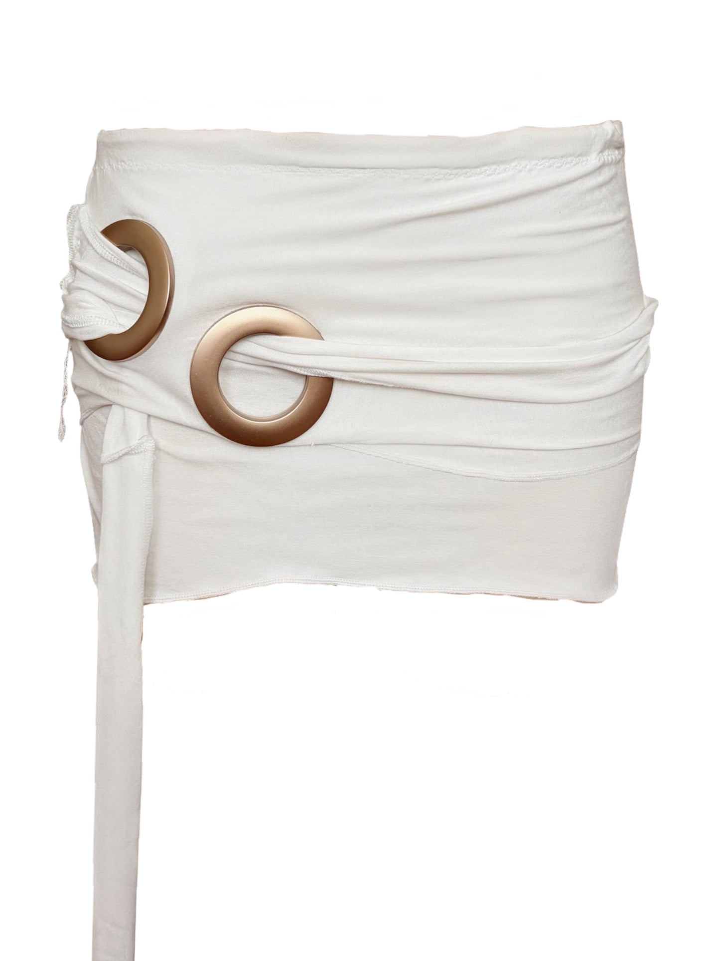 Handmade Neckholder Waterfall Collar Top; Super Long Cords And Extra Large Eyelets - White