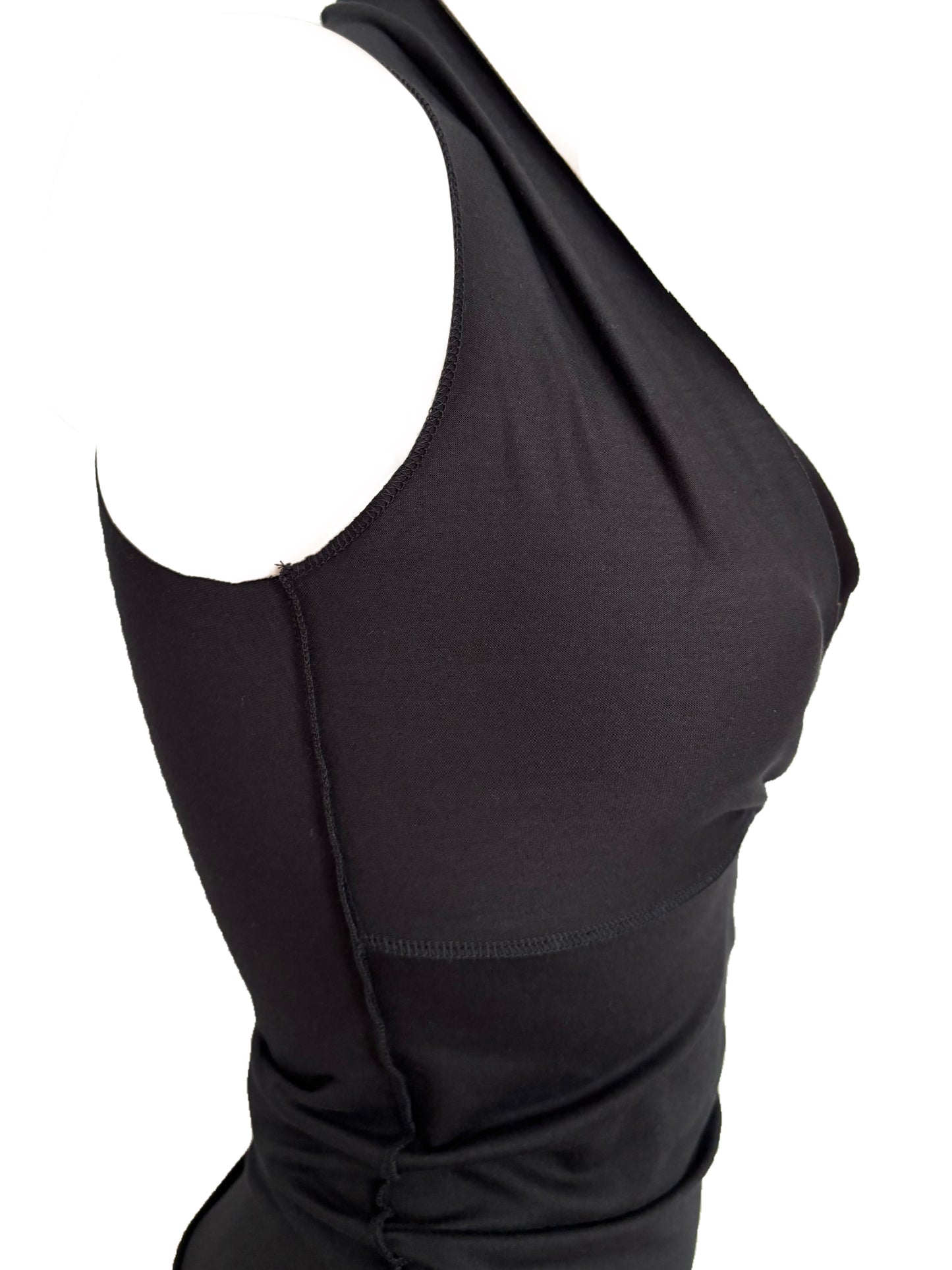 Handmade Reversible Cotton Neckholder Tank Top With Cutout - Black
