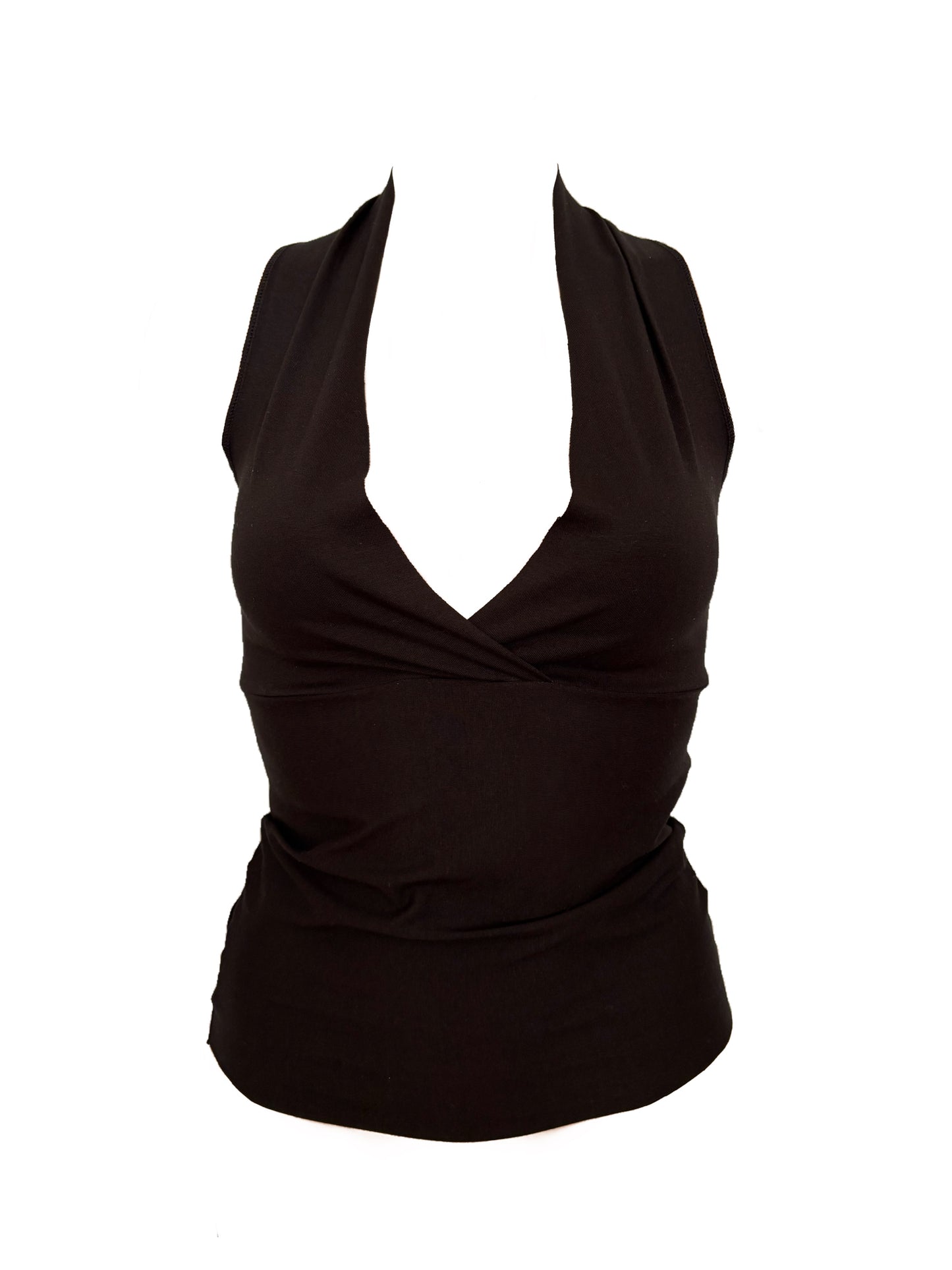 Handmade Reversible Cotton Neckholder Tank Top With Cutout - Black