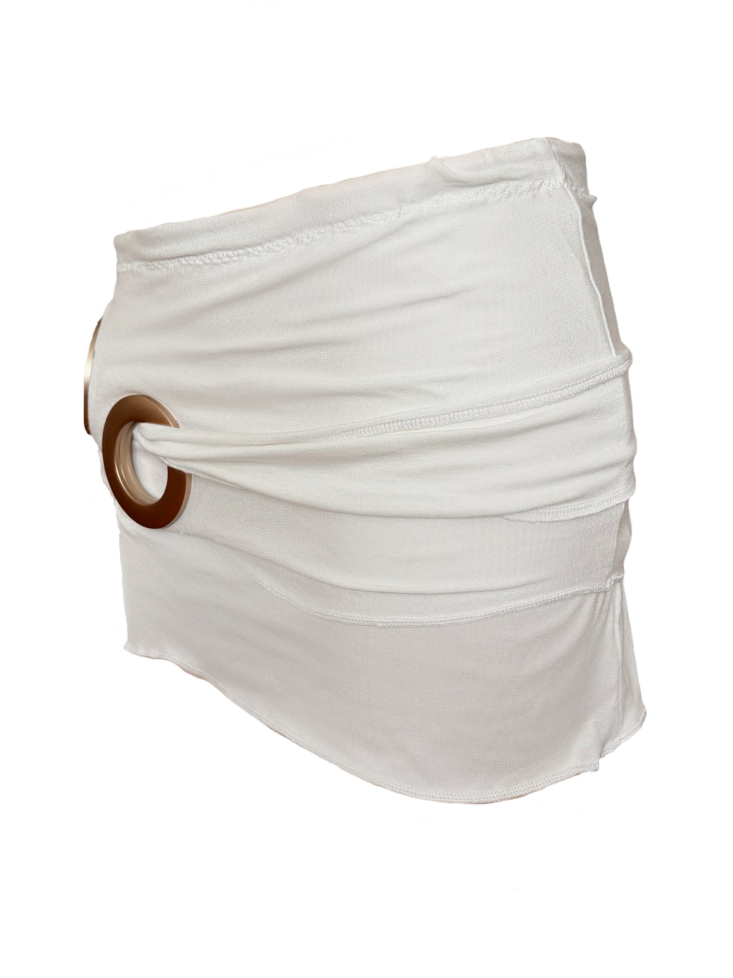 Handmade Neckholder Waterfall Collar Top; Super Long Cords And Extra Large Eyelets - White