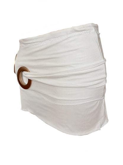 Handmade Neckholder Waterfall Collar Top; Super Long Cords And Extra Large Eyelets - White